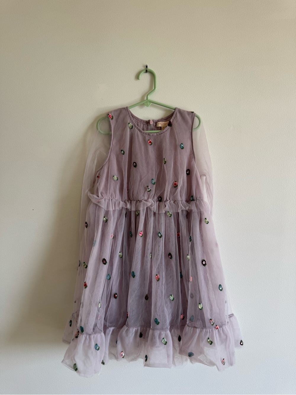 Pink Chicken New York Lavender Tulle Floral Embroidered Ruffle Dress